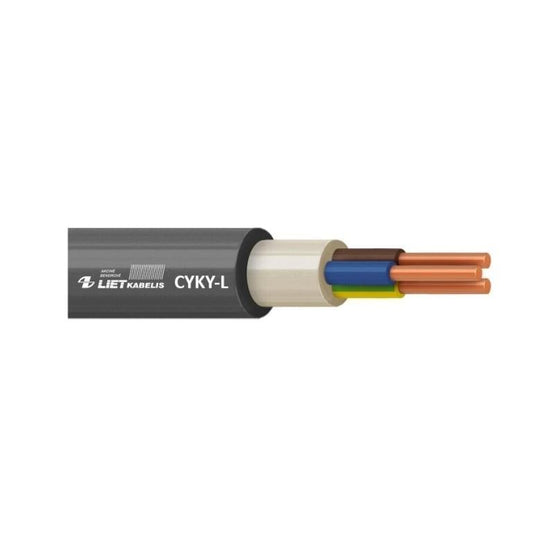 Kabelis Lietkabelis CYKY-L, 5 x 2.5 mm², juodas