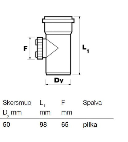 Vidaus kanalizacijos pravala Wavin, Ø 50 mm