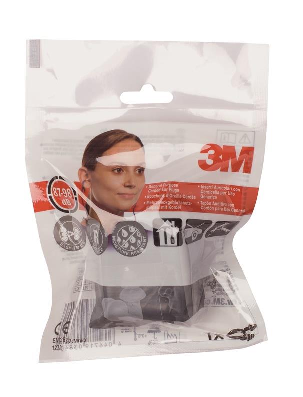 Zatyczki do uszu 3M, ze sznurkiem, wielokrotnego użytku