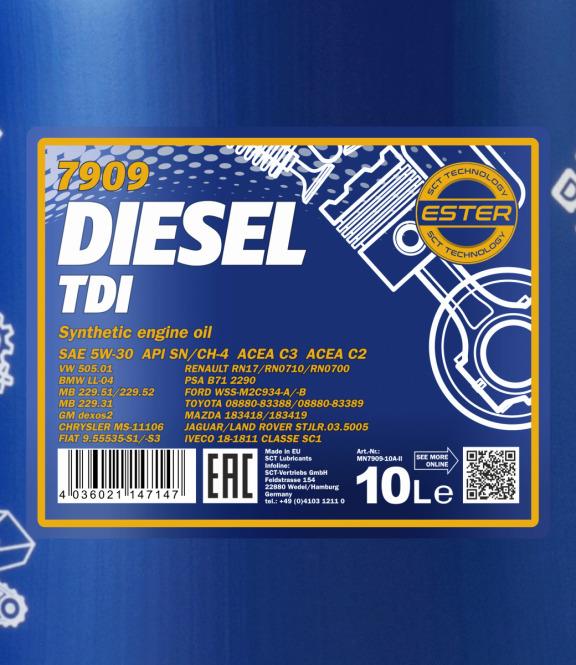Olej silnikowy Mannol Diesel TDI, 5W-30, 10 l