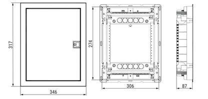 Modulinis skydas ETI 12+2 mod. ECG14, potinkinis, IP40