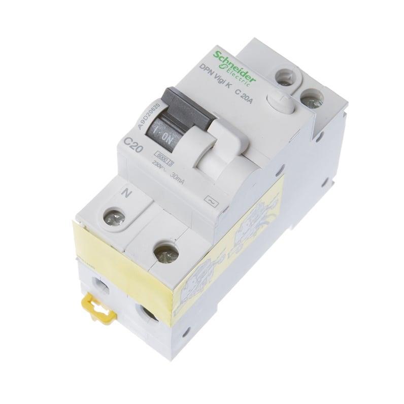 Srovės nuotėkio rėlė Schneider A9D20620, 2P, 20A, 240V,30mA