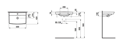 Umywalka LAUFEN PRO NORDIC 8.1095.6.0001, 600×420 mm