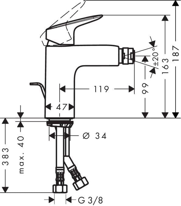 Bidė maišytuvas Hansgrohe Logis 71200000