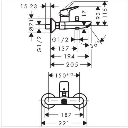 Vonios maišytuvas Hansgrohe Logis 71400000
