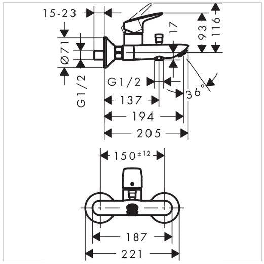 Bateria wannowa Hansgrohe Logis 71400000