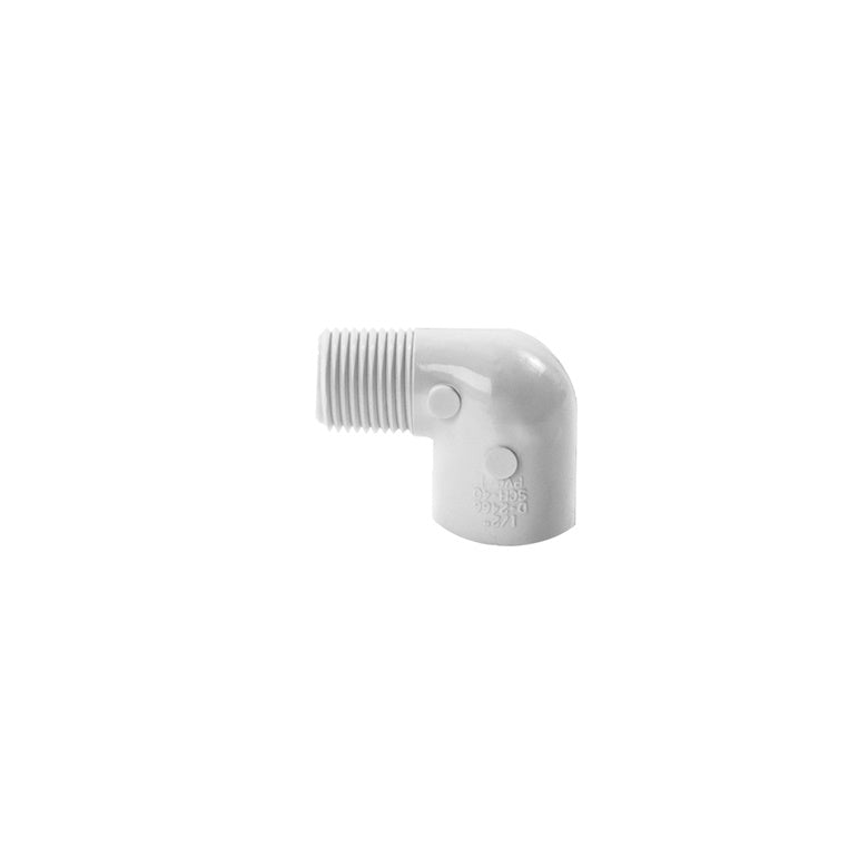 Alkūnė 410-005, PVC-U, 1/2"x90°, išor. srieg./klij. vidus