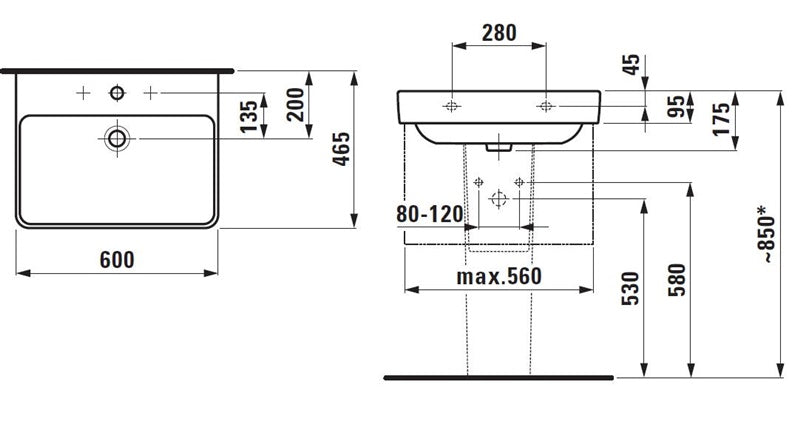 Umywalka LAUFEN PRO S, 600×465 mm