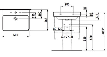 Umywalka LAUFEN PRO S, 600×465 mm