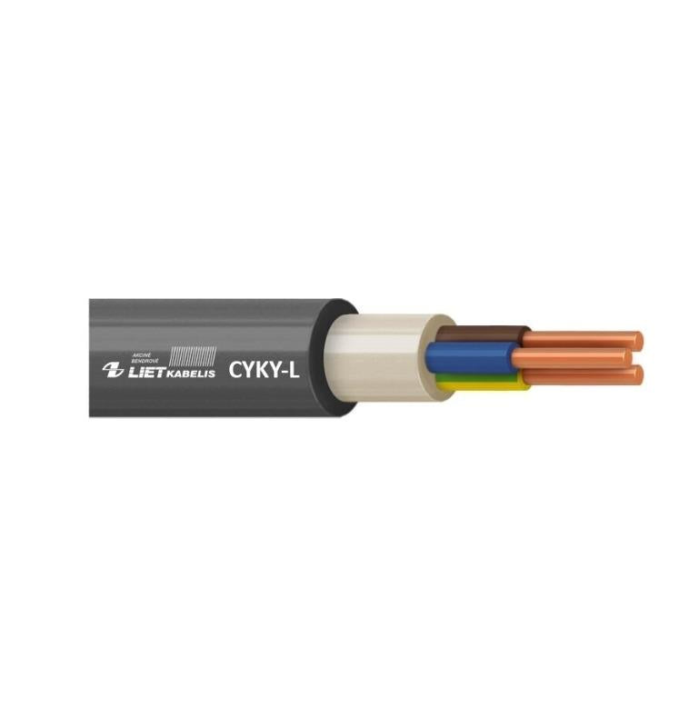 Kabelis Lietkabelis CYKY-L, 3 x 1.5 mm², juodas