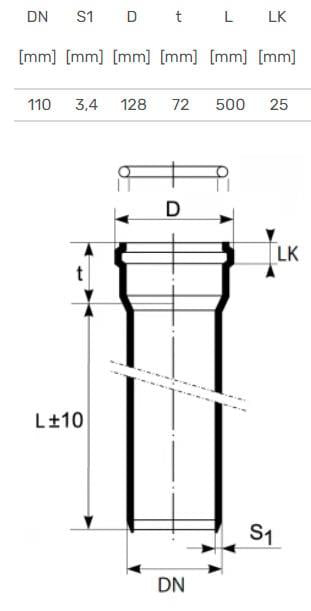 Rura kanalizacyjna wewnętrzna Ultra dB, Ø 110 mm, 0,5 m