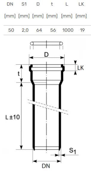 Rura kanalizacyjna wewnętrzna Ultra dB, Ø 50 mm, 1 m