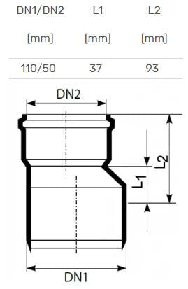 Przejściówka kanalizacyjna wewnętrzna Ultra dB, Ø 50 / 110 mm