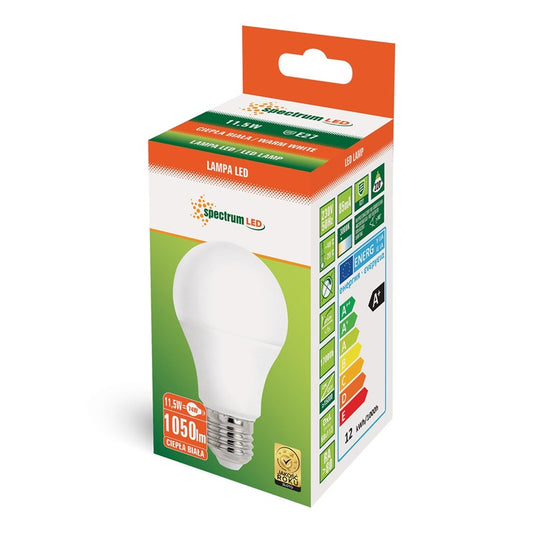 Żarówka Spectrum LED, A60, E27, 11.5W, 1100LM, 3000K