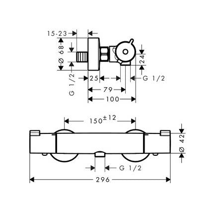 Termostatinis dušo maišytuvas Hansgrohe Ecostat 1001CL