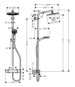 Termostatinis dušo komplektas Hansgrohe Crometta 2726700