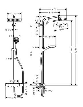 Termostatinis dušo komplektas Hansgrohe Crometta 2727100
