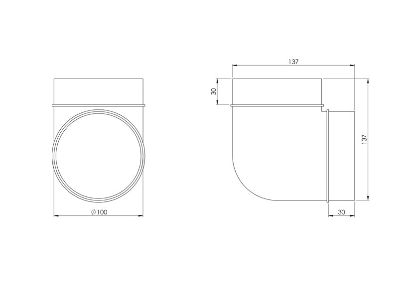 Ventiliacijos alkūnė EUROPLAST AL100-90, D100 90°