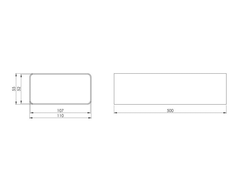 Ventiliacinis kanalas EUROPLAST, 110 x 55 x 500 mm