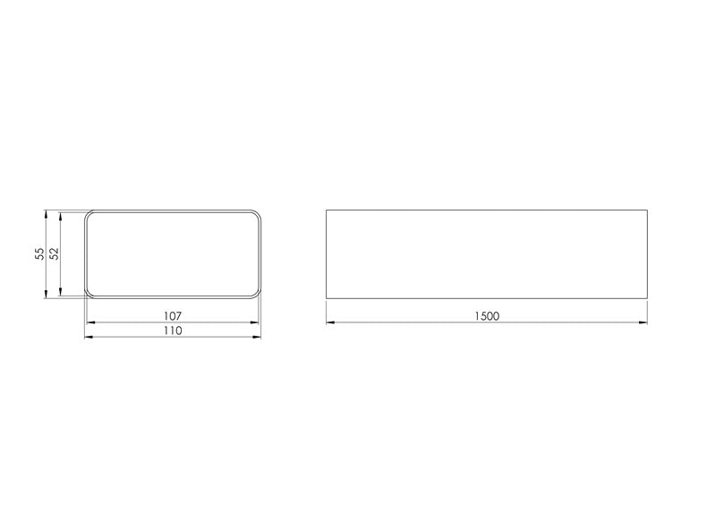 Ventiliacinis kanalas EUROPLAST, 110 x 55 x 1500 mm
