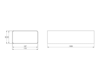 Ventiliacinis kanalas EUROPLAST, 110 x 55 x 1500 mm