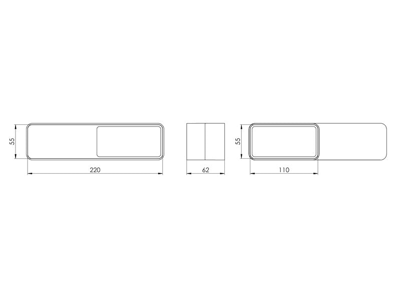 Ventiliacijos mova EUROPLAST, 220 x 55 mm – 110 x 55 mm