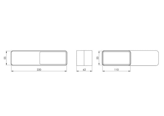 Mufa wentylacyjna EUROPLAST, 220 x 55 mm – 110 x 55 mm