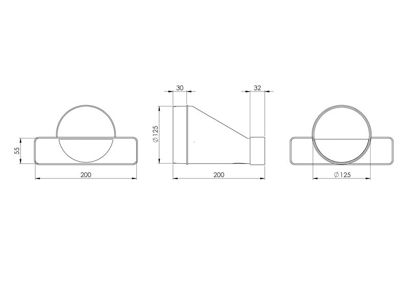 Przejście wentylacyjne EUROPLAST, 220 x 55 mm, D125