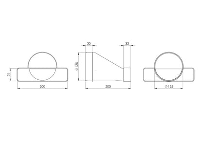 Przejście wentylacyjne EUROPLAST, 220 x 55 mm, D125