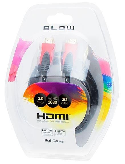 Kabel BLOW HDMI M, HDMI M, 3m, czarny/czerwony 92-056#