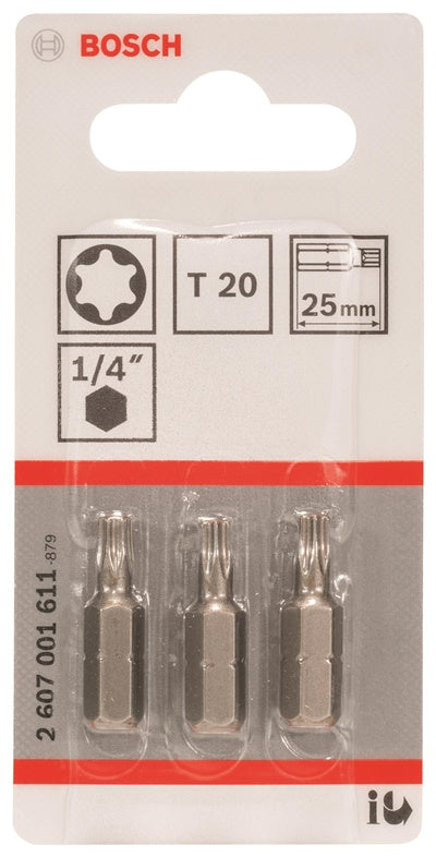 Atsuktuvų antgaliai Bosch Extra Hard T20, 25 mm, 3 vnt