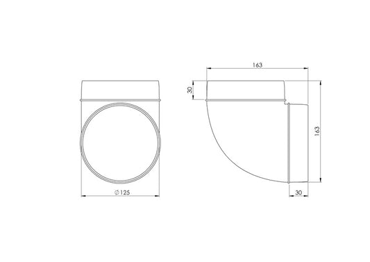 Kolano wentylacyjne EUROPLAST AL125-90, D125 90°