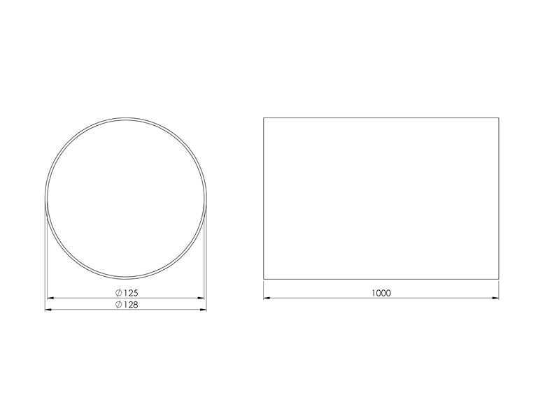 Ventiliacinis kanalas EUROPLAST D125, 1m