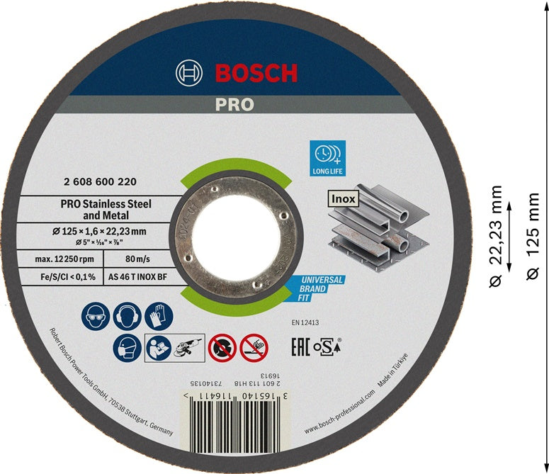 Tarcza tnąca Bosch, 125 x 1.6 x 22.23 mm