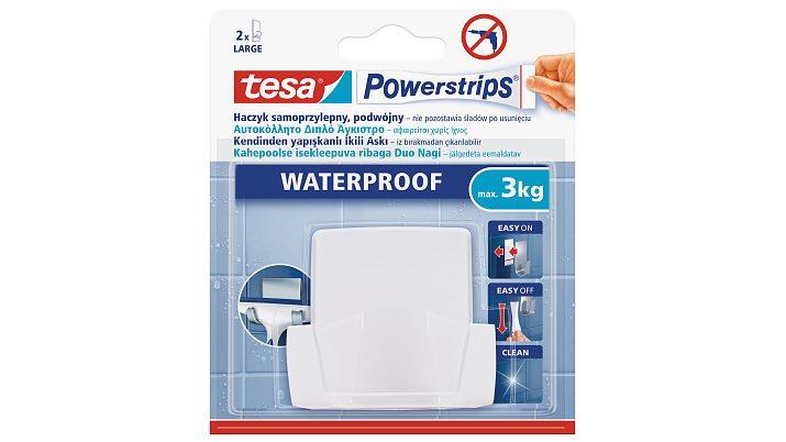 Podwójny haczyk Power-Strips, wodoodporny, biały