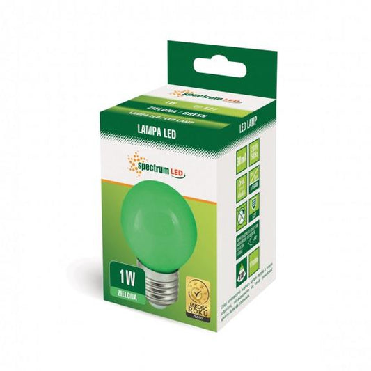 Żarówka Spectrum LED, P45, E27, 1W, zielona