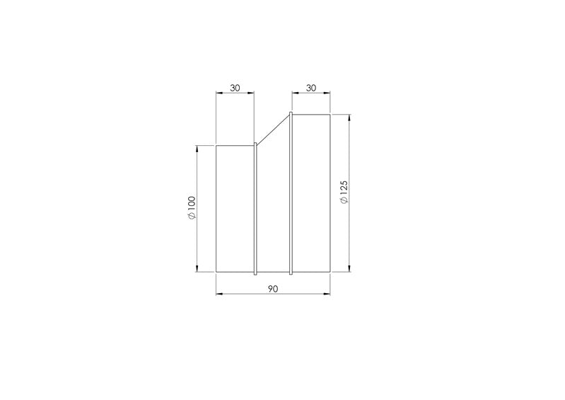 Ventiliacijos perėjimas EUROPLAST, D125–100 mm