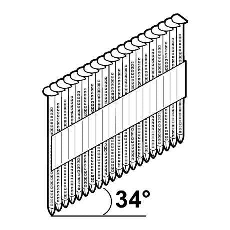 Gwoździe w taśmie 34°, 3,1 x 90 mm, błyszczące, C1, 1200 szt