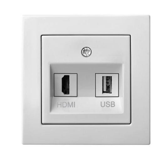 Gniazdo HDMI+USB LIREGUS EPSILON, białe