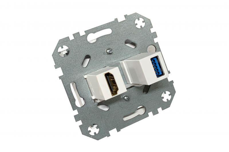 Lizdas HDMI+USB LIREGUS EPSILON, baltos spalvos
