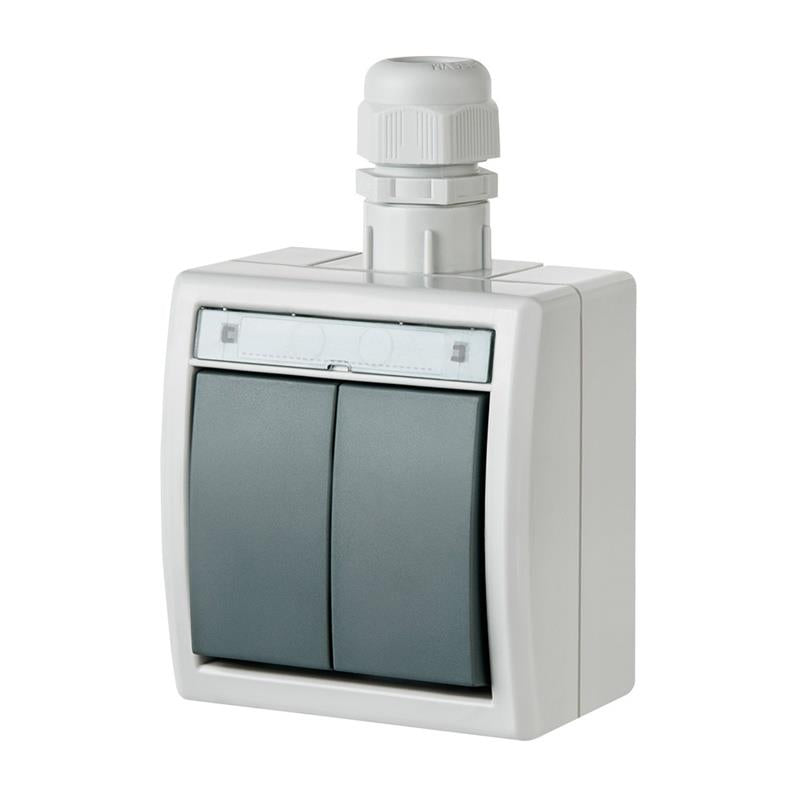 Łącznik ELEKTRO-PLAST AQUANT, 2-klawiszowy, IP65