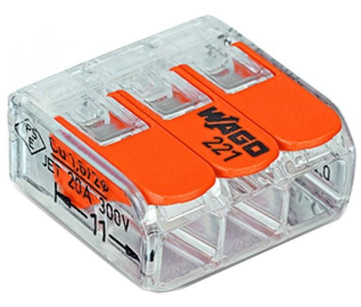 Laidų jungė Wago 221-413, 3 x 0,2–4 mm², 450 V, 20 vnt.