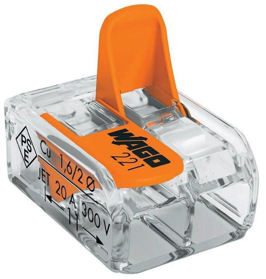 Laidų jungė Wago 221-412/20, 2 x 0,2–4 mm², 450 V, 20 vnt.