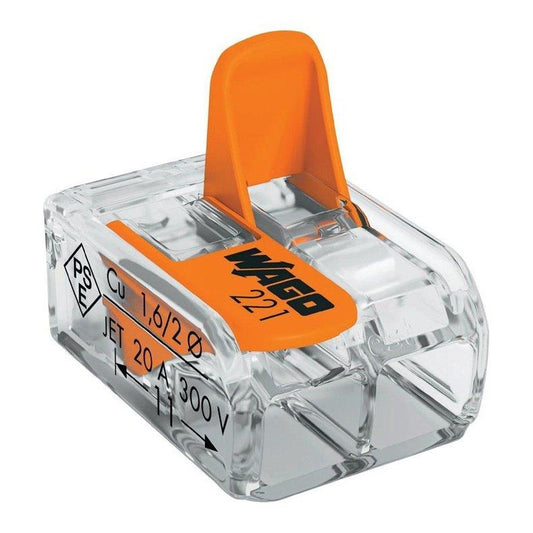 Laidų jungė Wago 221-412/20, 2 x 0,2–4 mm², 450 V, 20 vnt.