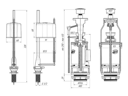 Nuleidimo ir prileidimo mehanizmai Ani Plast WC3550C, 1/2''