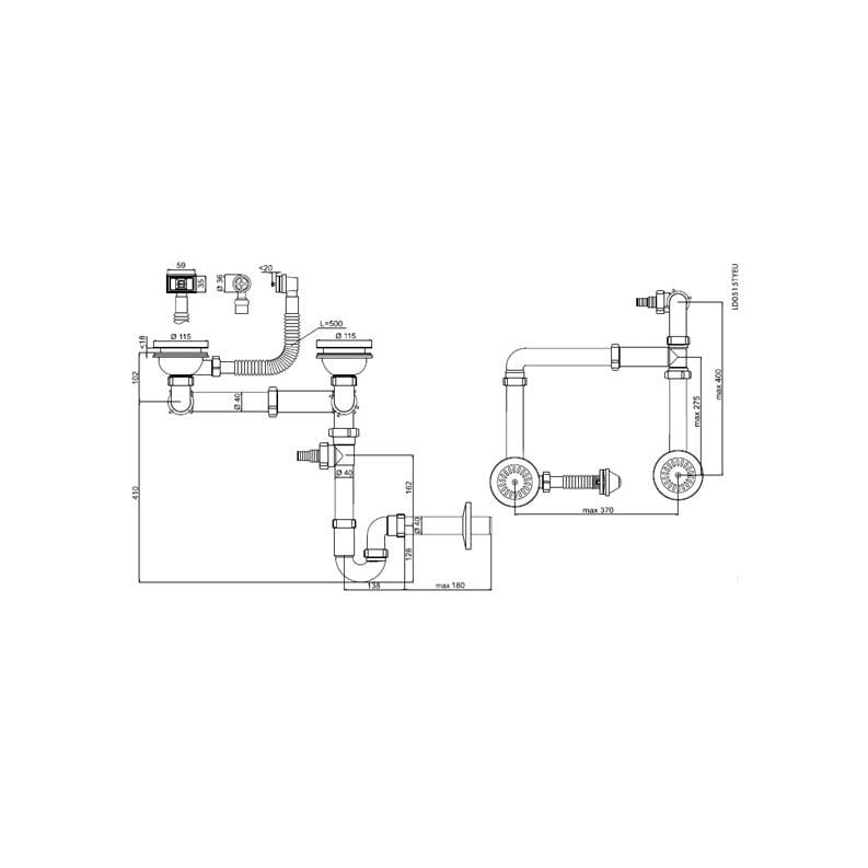 Sifonas dvigubai plautuvei Aniplast LD0515