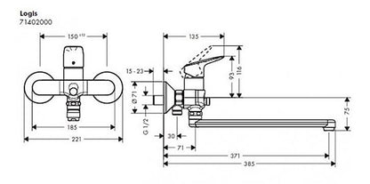 Bateria wannowa Hansgrohe Logis 71402000