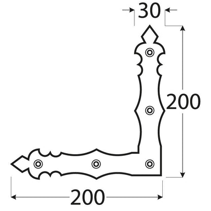 Narożnik ozdobny 3cm x 20cm malowany stop metali czarny