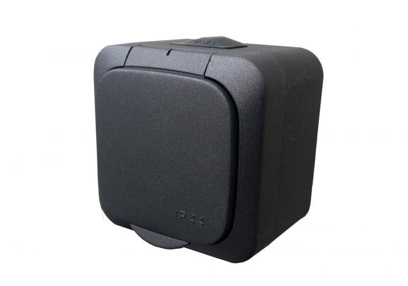 Gniazdo LIREGUS HERMI, czarne, IP44