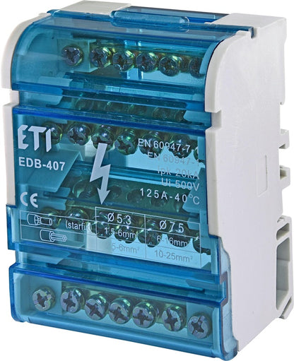 Złączka listwowa ETI EDB-407, 5 x 1,5-6 mm²; 2 x 6-16 mm²